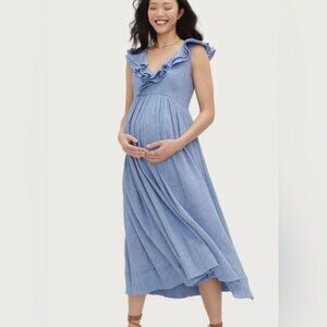 NWT HATCH The Sarah midi Dress cotton blue SZ4 bust up to 46in